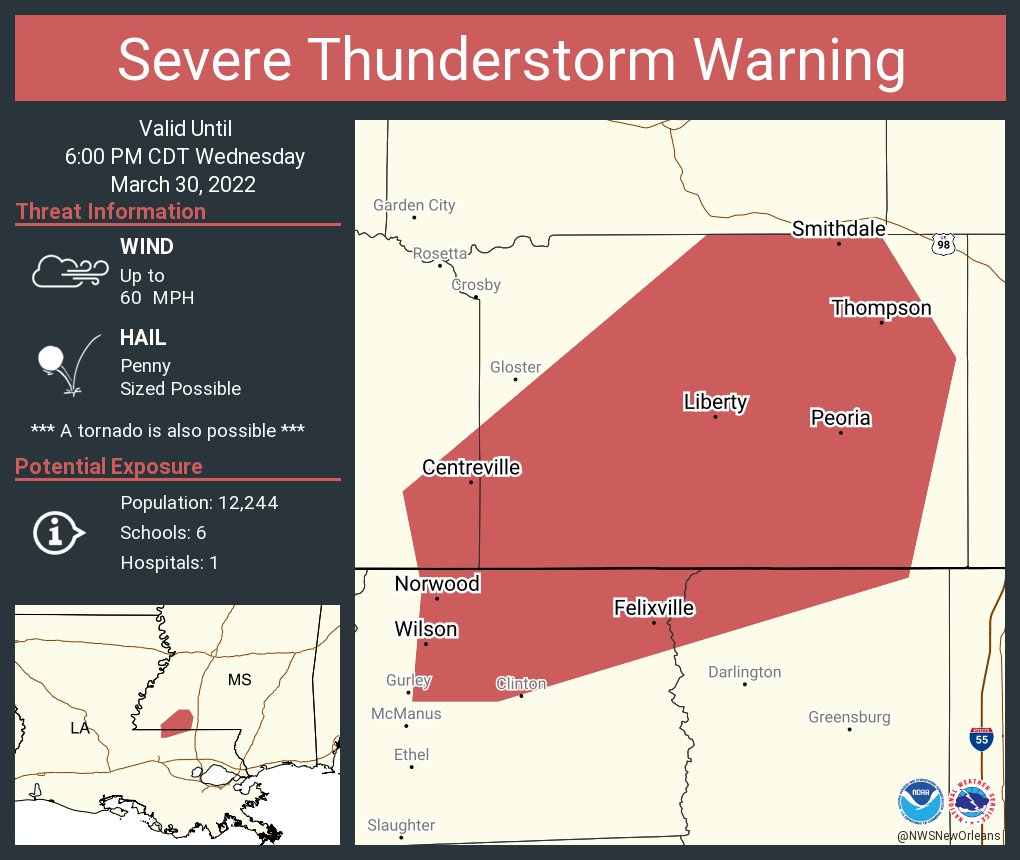 NWS New Orleans on Twitter "Severe Thunderstorm Warning including