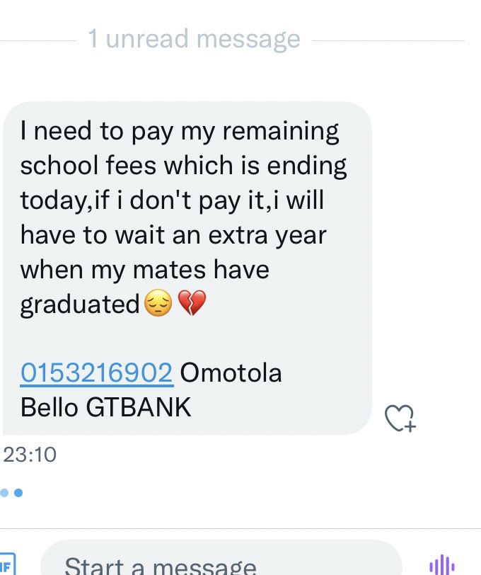 You guys please she needs the sun of 25k to complete her fees, she has until midnight, if you can please send. Nothing is too small🥺🙏🏽

•Please Retweet• its very urgent 🥺🙏🏽