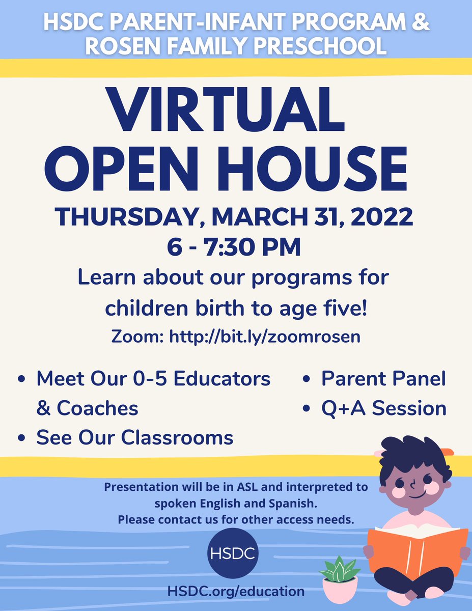 hsdcorg's tweet image. Parent-Infant Program and Rosen Family Preschool Virtual Open House is tomorrow at 6 PM PST!