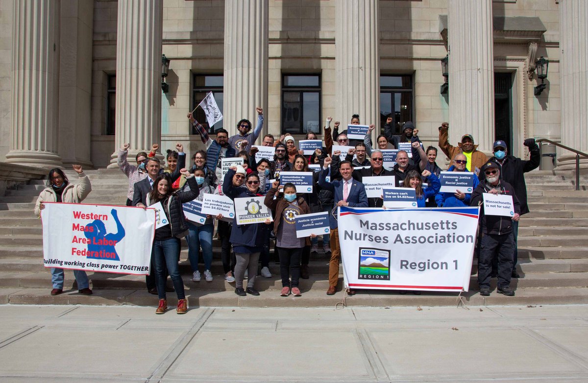 Massnotforsale's tweet photo. From Roxbury and Lynn to New Bedford and Springfield — today Massachusetts said NO to letting Big Tech break the strong workers' rights laws our state has fought hard for.

Thank you so much to everyone who came out today and spoke out against Big Tech's ballot question. #mapoli https://t.co/9626WnCtKT