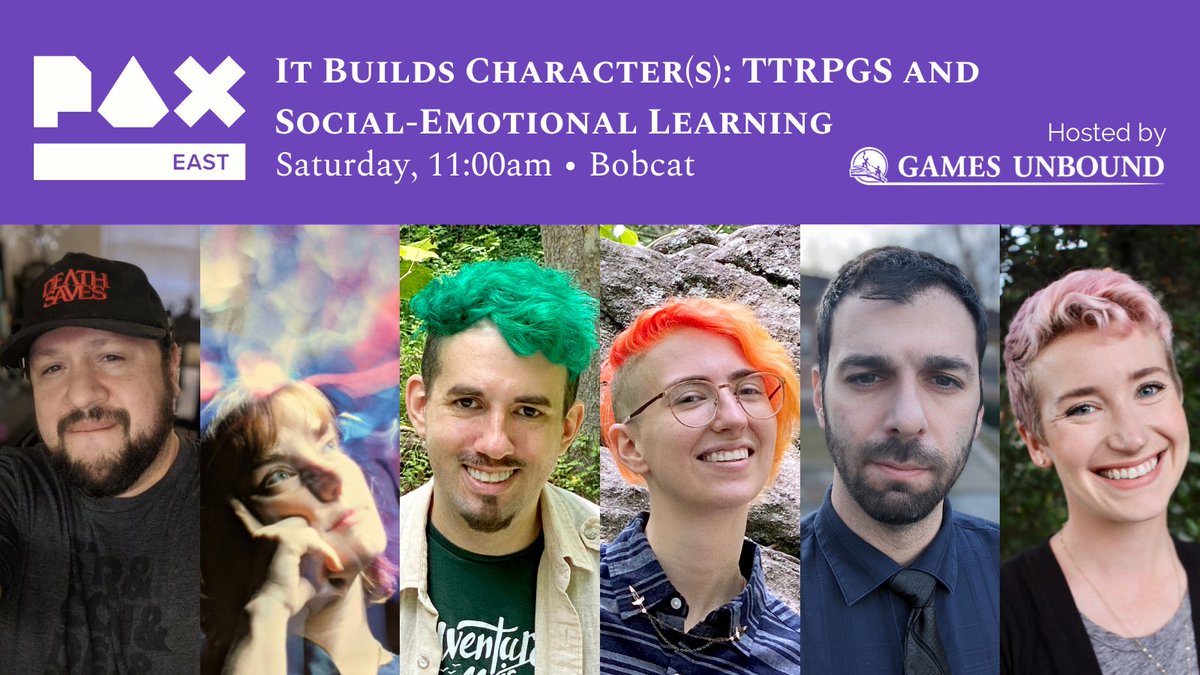 #PAXEast panel: It Builds Character(s): TTRPGs and Social-Emotional Learning (#SEL), Sat. 11am in the Bobcat theater. Featuring <a href="/TheMikeBalles/">Mike Balles,🔜 CDMX, MEXICO 🔜 MEGA XP</a>, <a href="/bebarce/">Power Outage: A KIDS TTRPG 🇵🇸</a>, <a href="/DoctorsKilmer/">The Doctors Kilmer</a> with <a href="/GametoGrow/">Game to Grow</a>, and our own <a href="/ShammoStories/">Sam "Shammo" Horne</a> and Dee! east.paxsite.com/en-us/schedule…