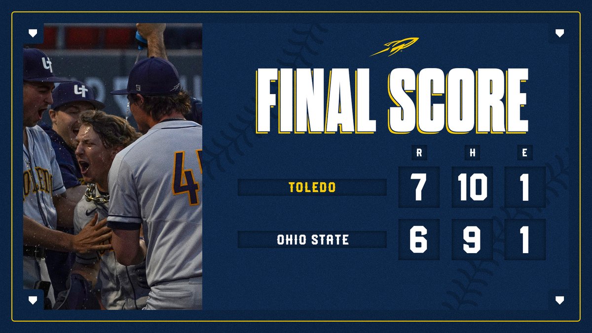 ROCKETS WIN‼️

𝗧𝗛𝗘 Toledo Rockets take down the Buckeyes, 7-6 in Columbus!

The home run by <a href="/CadenKonczak/">Caden Konczak</a> in the top of the sixth proves to be the game-winner!