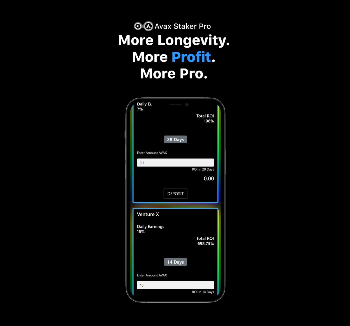 avaxstakerpro's tweet photo. Say Hello to the future of AVAX staking! 
More Longevity. More Profit. More Pro.
Launch 3/31/2022 at 22:00 PM UTC
🌐https://t.co/gJBmckBice https://t.co/axpXHohNQa