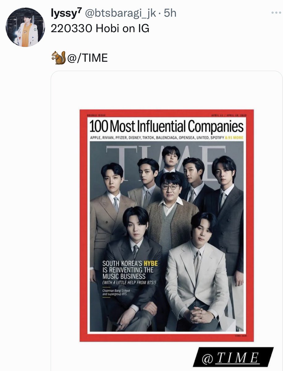 PromiseMrPark's tweet photo. Nice to see that they put on their ig acct their cover story on @TIME magazine together with their beloved chairman🤓Maybe the remaining global superstars will soon do so too💜
#Jungkook #Namjoon #Jhope
@BTS_twt #BTS #방탄소년단
#BTSxTimeMagazine #BTSxTIME
cr. @btsbaragi_jk https://t.co/cQed6NFKWK