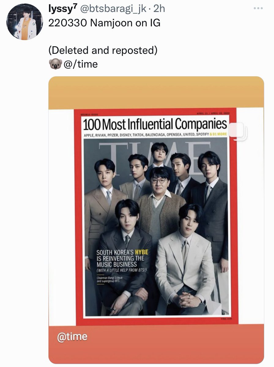 PromiseMrPark's tweet photo. Nice to see that they put on their ig acct their cover story on @TIME magazine together with their beloved chairman🤓Maybe the remaining global superstars will soon do so too💜
#Jungkook #Namjoon #Jhope
@BTS_twt #BTS #방탄소년단
#BTSxTimeMagazine #BTSxTIME
cr. @btsbaragi_jk https://t.co/cQed6NFKWK