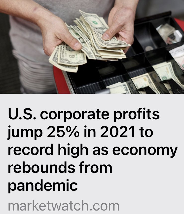 QasimRashid's tweet photo. Inflation: 7%
Corporate Profits: 25%

Imagine thinking the problem is inflation and not grotesquely unaccountable corporate greed.🤔 https://t.co/neO5SySHm8