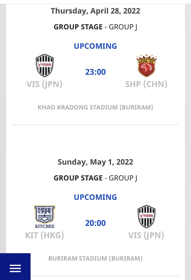 V_Supporter's tweet photo. よく見たら略称が #VIS に変わってる。
2020大会は #VKO やったんやけど。
#ACL2022
#VisselInAsia https://t.co/CSsfUQBlM0