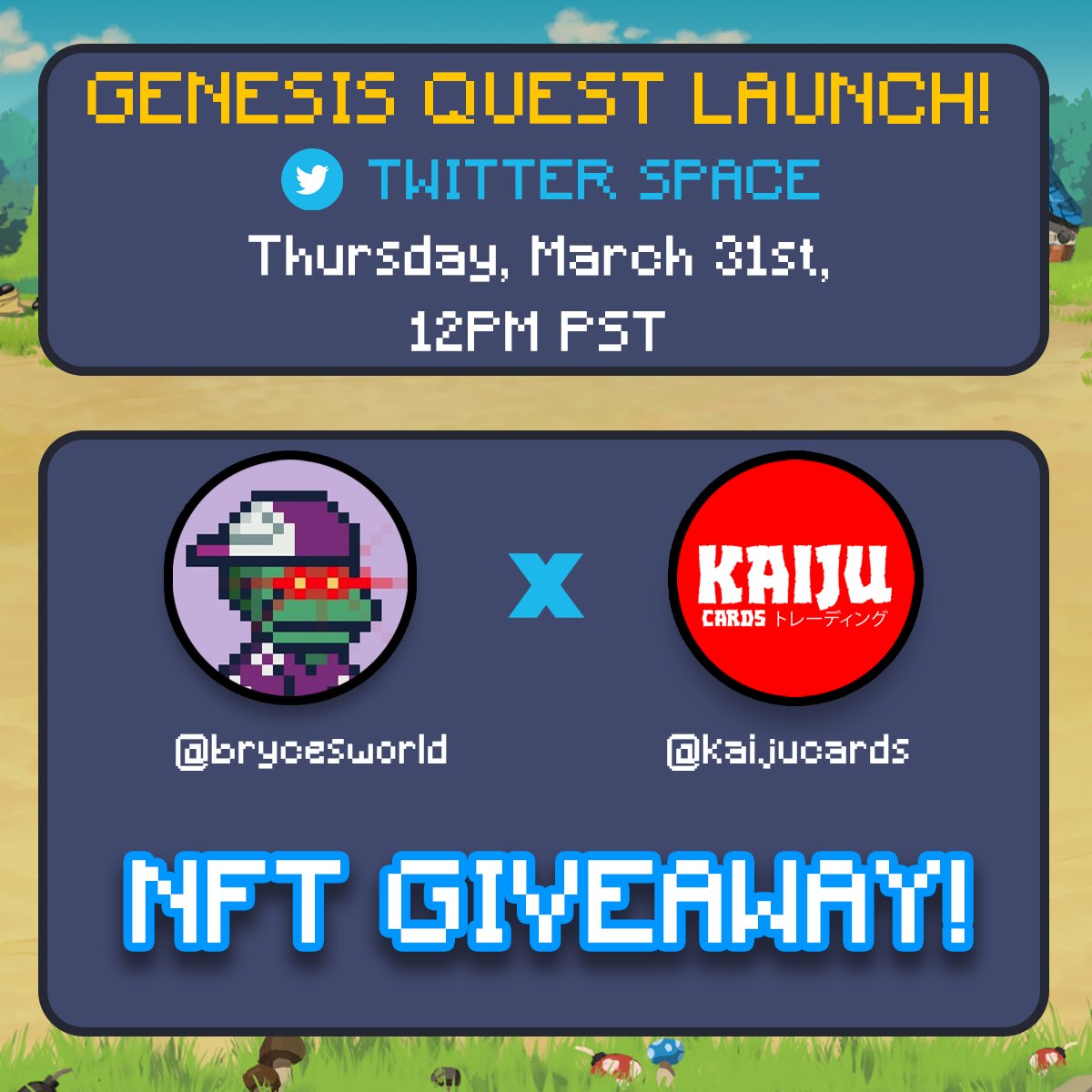 KaijuCards's tweet photo. To celebrate the launch of Genesis Quests, we’re giving away 3 Kaiju Cards #NFTs!

👇Rules👇

✨Follow @KaijuCards &amp; @Brycesworld
✨RT + Tag a friend

Winners to be announced at the end of our Twitter Spaces, starting tomorrow at 12 pm PST

#NFTGiveaway #NFTCommunity https://t.co/qfOCyespOc