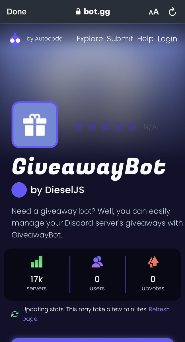 DieselJS1's tweet photo. @autocode @discord @bot__gg strange how you got my bots info when i didn’t even know about this place huh, nice scraping other lists 👍 https://t.co/QIwqDzG9we
