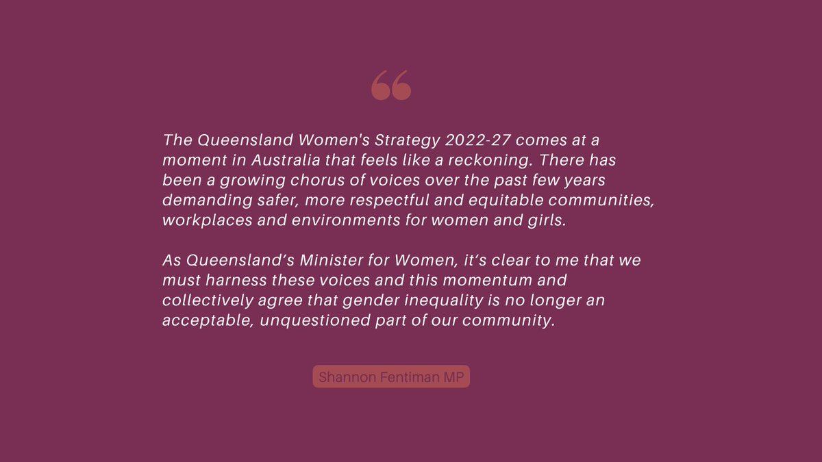 ShannonFentiman's tweet photo. JUST ANNOUNCED: We have just launched Queensland’s new Women’s Strategy. 

This is a new five-year Strategy that sets out the government’s plan and commitment to support Queensland women and girls to succeed, with a focus on women’s economic security and safety.
#Qldwomen https://t.co/MbAg35NwqZ