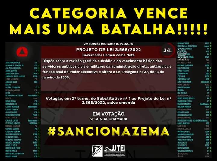 marcelinohilda's tweet photo. A CATEGORIA VENCE MAIS UMA BATALHA!!! 

Com 50 votos favoráveis foi aprovado, no plenário da ALMG, o projeto de lei nº 3.568/22 com as emendas que garantem os direitos das/os Trabalhadoras/es em Educação.

 #sancionatudoZema https://t.co/mhVszsfZmd