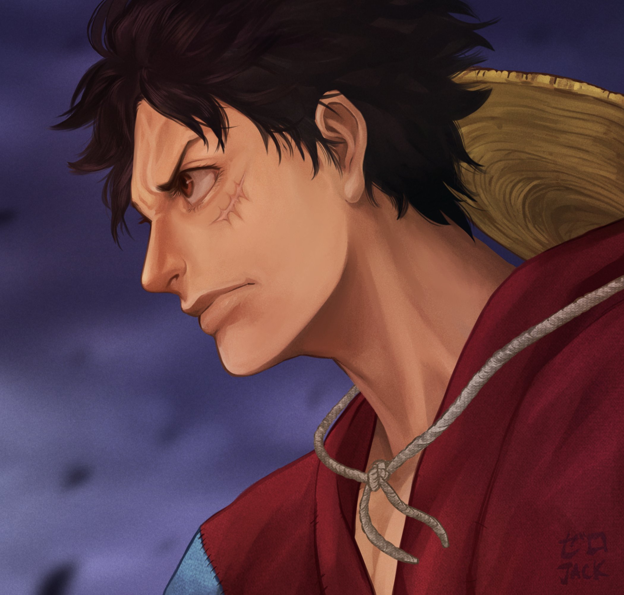 One-piece Luffy realistic drawing by Subaru_sama