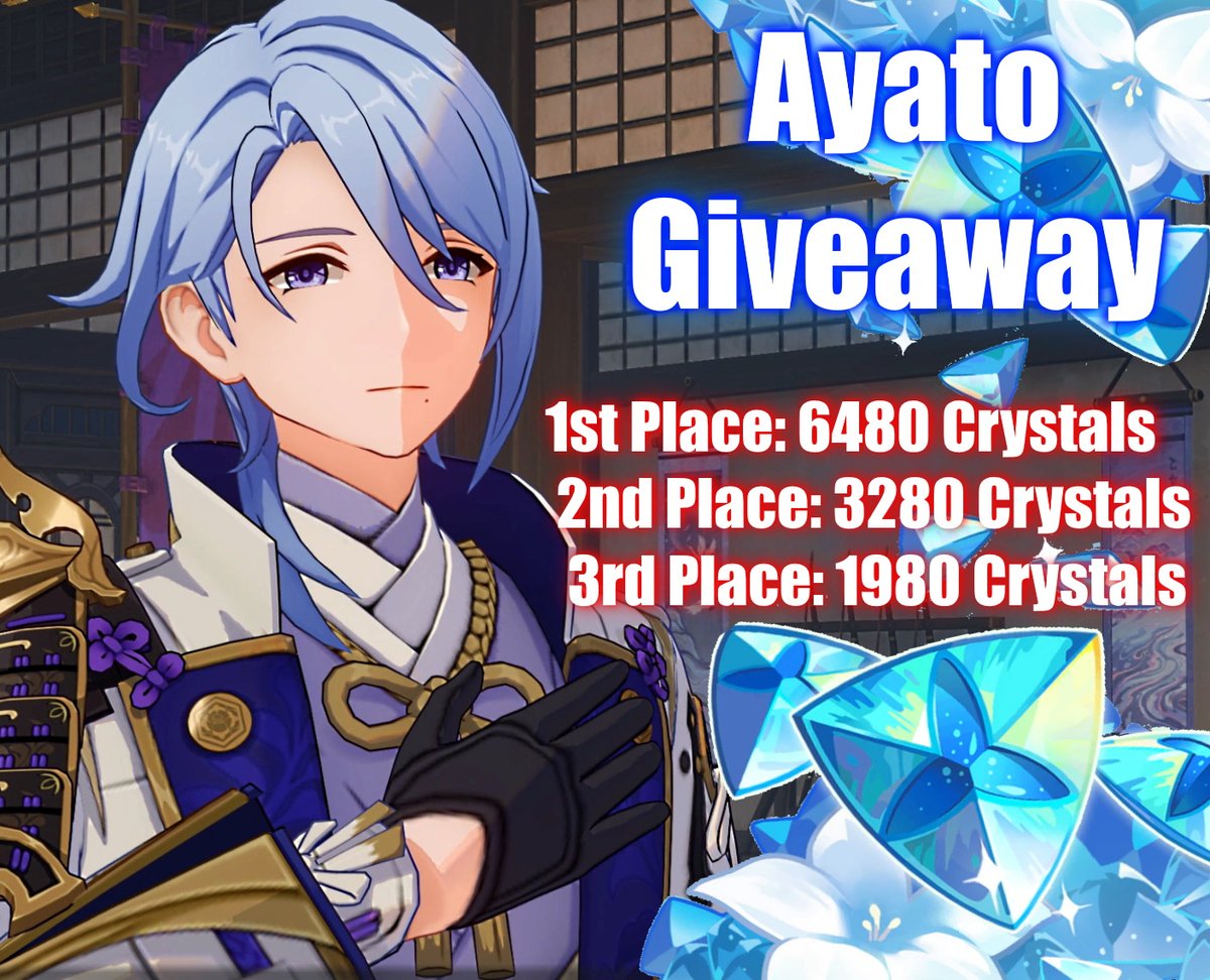 MelooGaming's tweet photo. Kamisato Ayato GIVEAWAY
 
3 WINNERS:
♡ First place: 6480 Genesis Crystals 
♡ 2nd place: 3280 Genesis Crystals
♡ 3rd place: 1980 Genesis Crystals

Rules: 
♡ RT + Like 
♡ Follow Me + Notifications On
♡ Reply with "Ayato"

Ends on 15th April
#GenshinImpact  #Ayato #yelan https://t.co/GlMqZ2y6RF