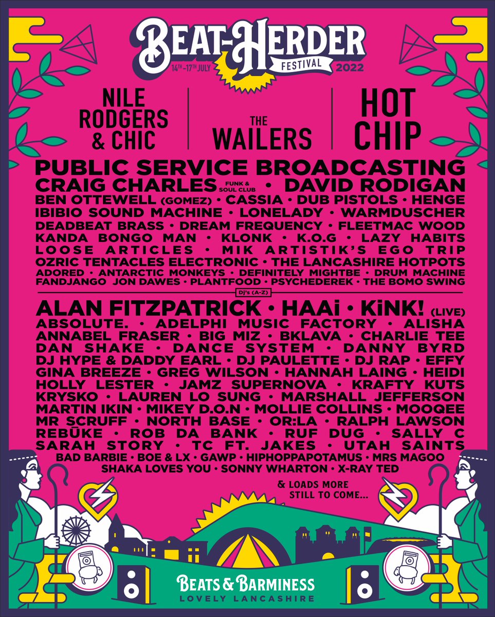 Beatherder's tweet photo. 🔥🔥 Phase 1 of the lineup 🔥🔥
Introducing @Beatherder 2022 with internationally acclaimed bands, legendary festival acts, world-renowned DJs, breakthrough artists &amp; absolute party starters!!
RT, like &amp; @ tag 3 friends to win 4 tickets.
Tickets: https://t.co/kEei6zqw8E 
YES! xx https://t.co/M9bQfHmYzA