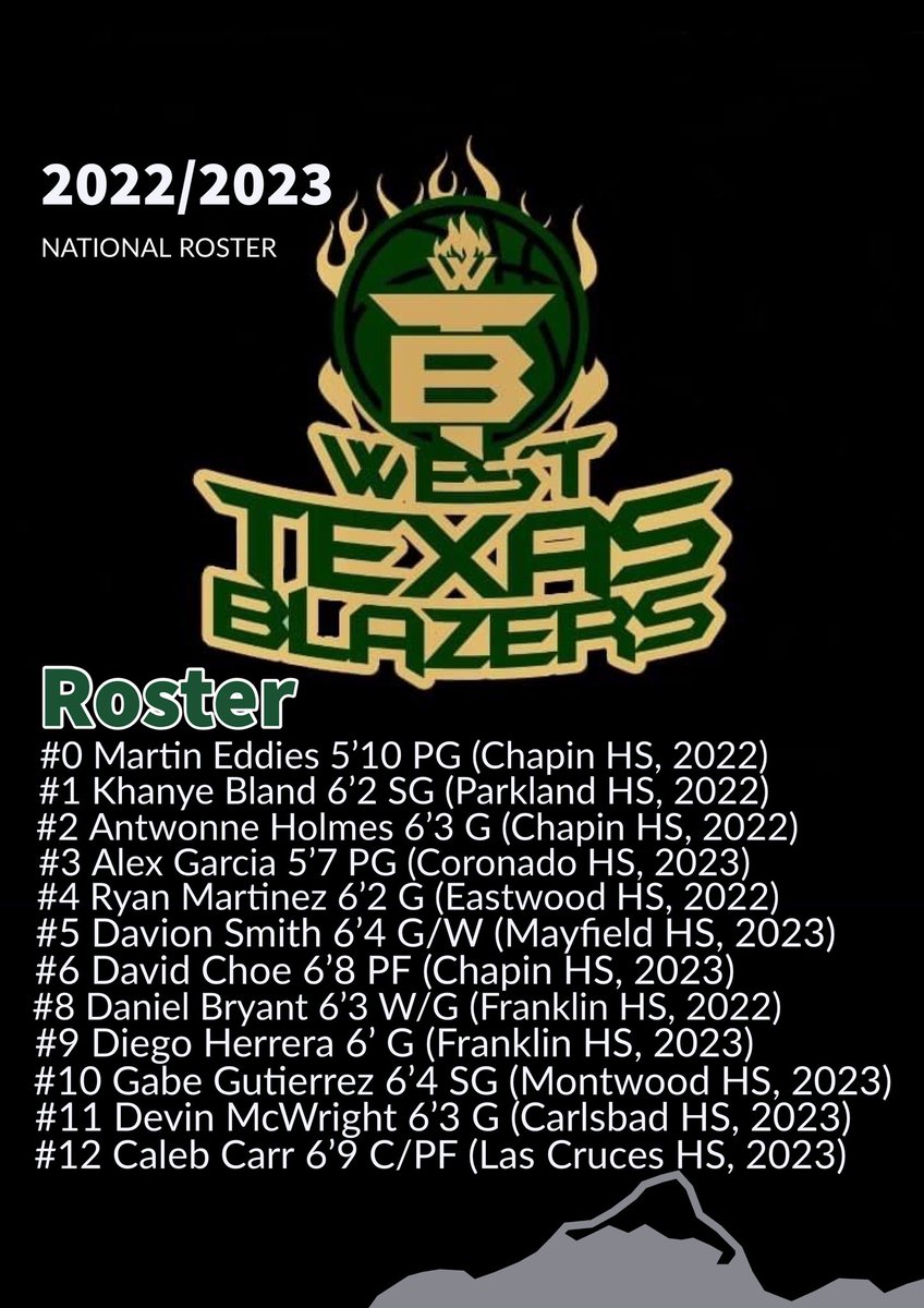 The time is NOW!! Official Roster for WTBB 17s, this group will be very exciting to watch! #BlazerBoyz

Size✅
Athleticism✅
Grit✅
