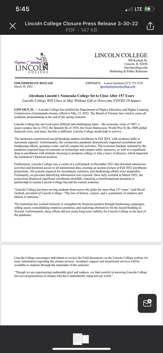 Dusharm_Jimmy's tweet image. Got some unfortunate news this afternoon… Lincoln College will be closing at the end of this semester… Looking forward obviously our number one priority is our current athletes. For myself personally attending the @WBCA1981 Final Four has a different meaning.  #faceadversity