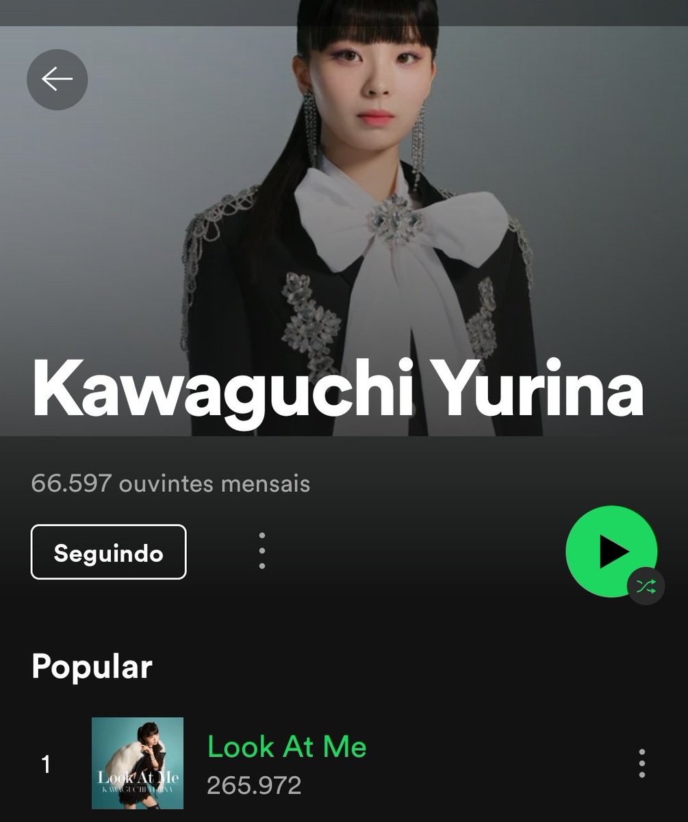BrasilYurina's tweet photo. [📊] A Yurina superou mais de 66 mil ouvintes mensais e "Look At Me" superou 265 mil streams ❤️ 

FOCO NO STREAM! 💪

#Yurina #KawaguchiYurina 
#川口ゆりな #카와구치유리나 #YurinaDebut #LookAtMe https://t.co/hDxq6xxa1G