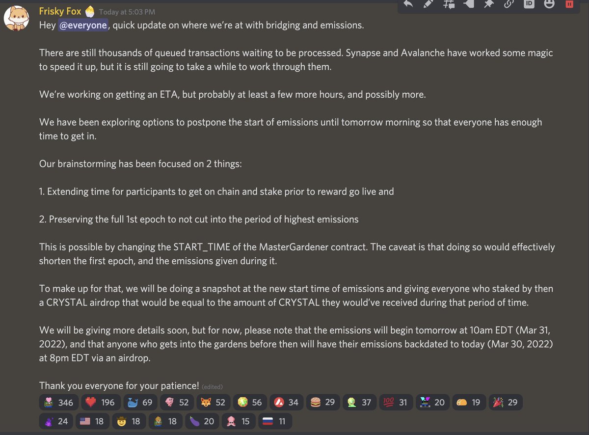 ❄️🏰Quick update: emissions will begin tomorrow 10am EDT.🏰❄️