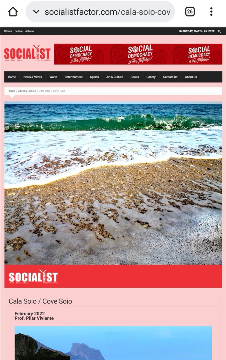 PilarViviente's tweet photo. Viviente, P. (2022, February). Cala Soio / Cove Soio. Socialist Factor magazine. https://t.co/C1YEICD2oY

#pilarviviente #UniversidadMH #contributingeditor #Spain #SocialistFactor #art #poetry  #environmentalawareness #localgoesglobal #Altea #Mediterranean https://t.co/dDvuxR4aHR