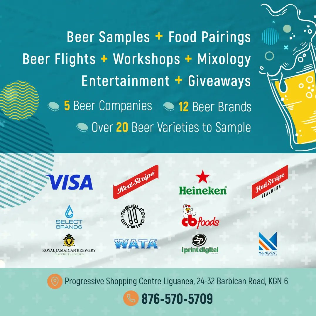 JAFoodandDrink's tweet photo. Mugs up to 🍺National Beer day🍺 on April 7th ! Beer vybz brew over 2 days in the #JFDKitchen with morning seminars and after-party in the night.
🍻Enjoy delicious food, over 20 beer varieties , workshops, mixology and pairing sessions.🍻
Limited Tickets Available  ! https://t.co/KiMRUmLoRx