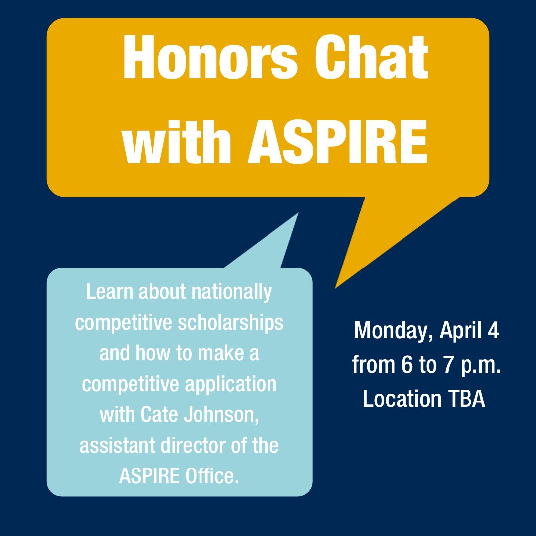 This Monday, April 4 chat with Cate Johnson from <a href="/AspireWVU/">WVU ASPIRE Office</a> to learn how to be a competitive candidate for nationally competitive scholarships.