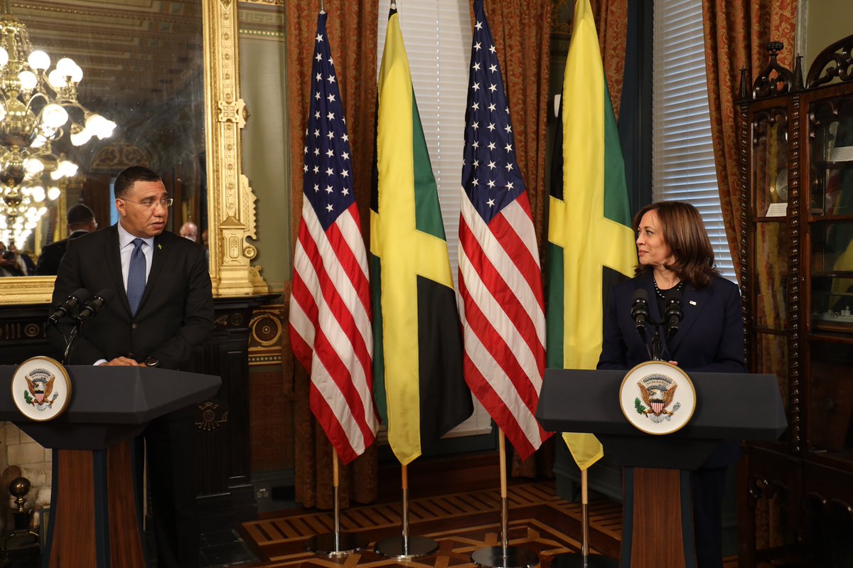 NestaJA's tweet photo. NNN - US vice-President, Kamala Harris, has announced that her country is set to invest JMD $3.1 billion into Jamaica.

The plan was announced following a bilateral meeting between vice-President Harris and Jamaica’s Prime Minister Andrew Holness. https://t.co/G8iLh48Gyj
