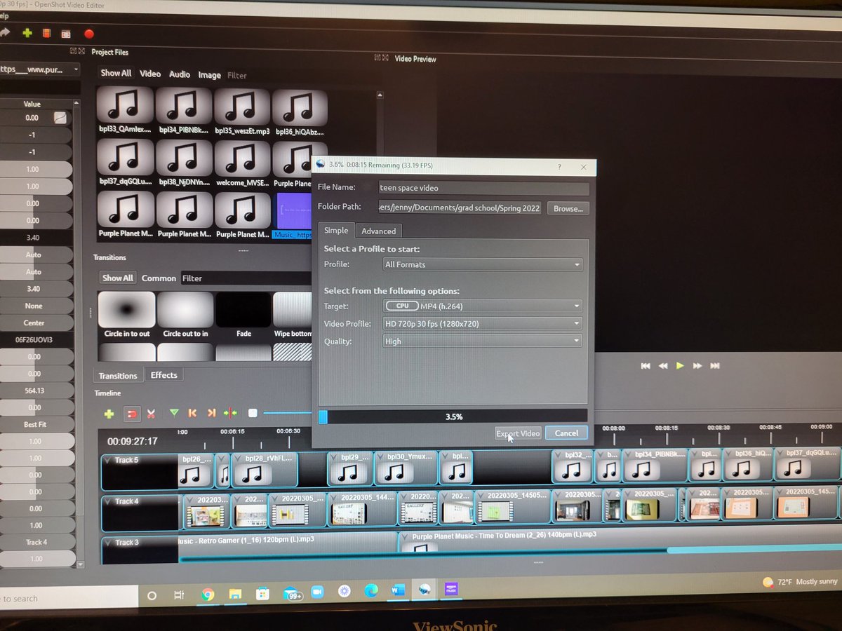 muchhamsters's tweet photo. Exporting the video is both my most and least favorite part of video editing. It's a nice break, but it takes SO long. (Actually, never mind; my least favorite part is watching the video a million times to make sure it all flows well.) 😵‍💫 #lis7423 https://t.co/SAz4bne0yD