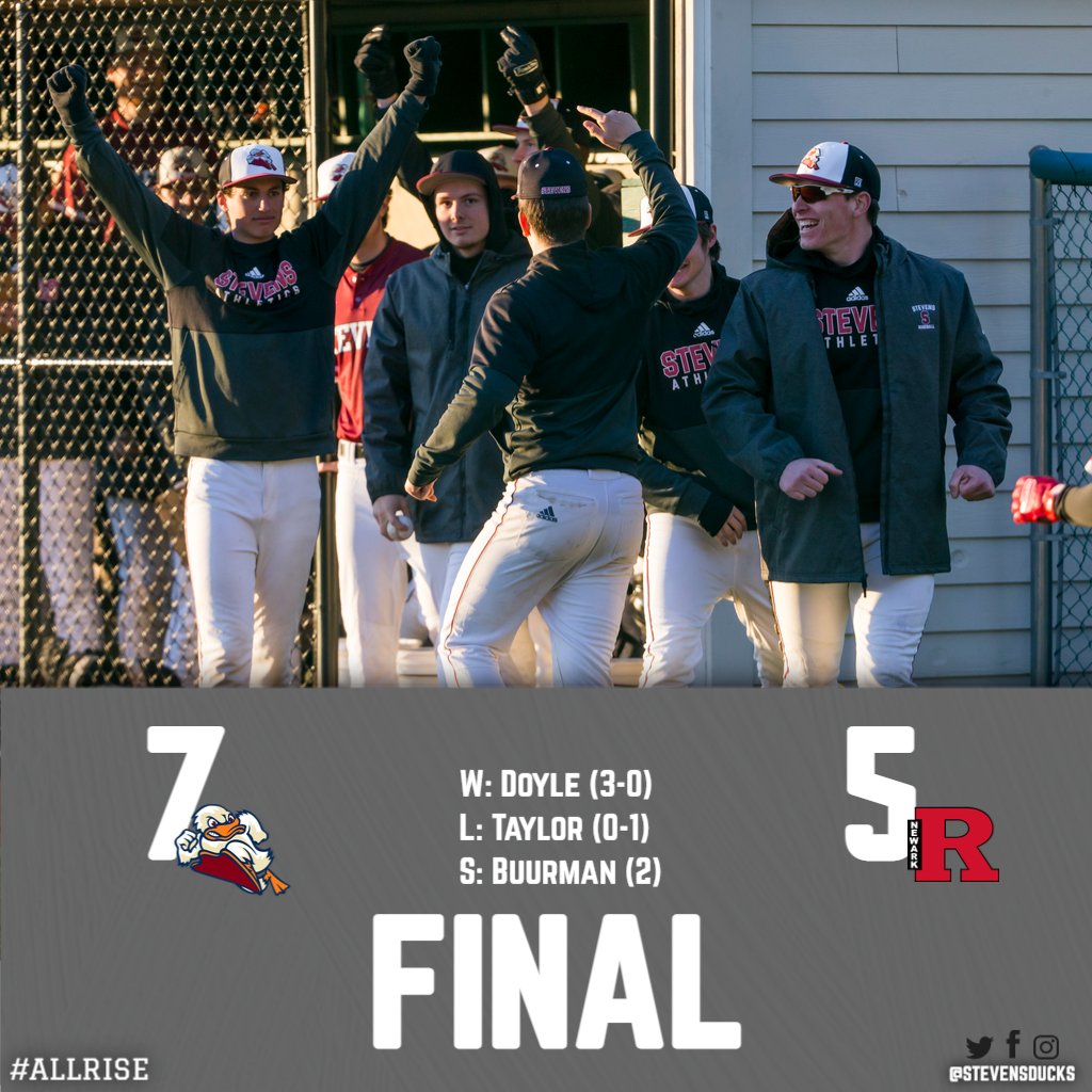 StevensDucks's tweet photo. 𝐍𝐄𝐖 𝐃𝐀𝐘. 𝐒𝐀𝐌𝐄 𝐑𝐄𝐒𝐔𝐋𝐓.

Paulich goes 5️⃣ for 5️⃣, Doyle goes 2️⃣ scoreless out of the pen as @BaseballStevens defeats Rutgers-Newark 7-5!

#AllRise #BuiltDifferent #d3baseball #MACbaseball https://t.co/W6rABTOmW0