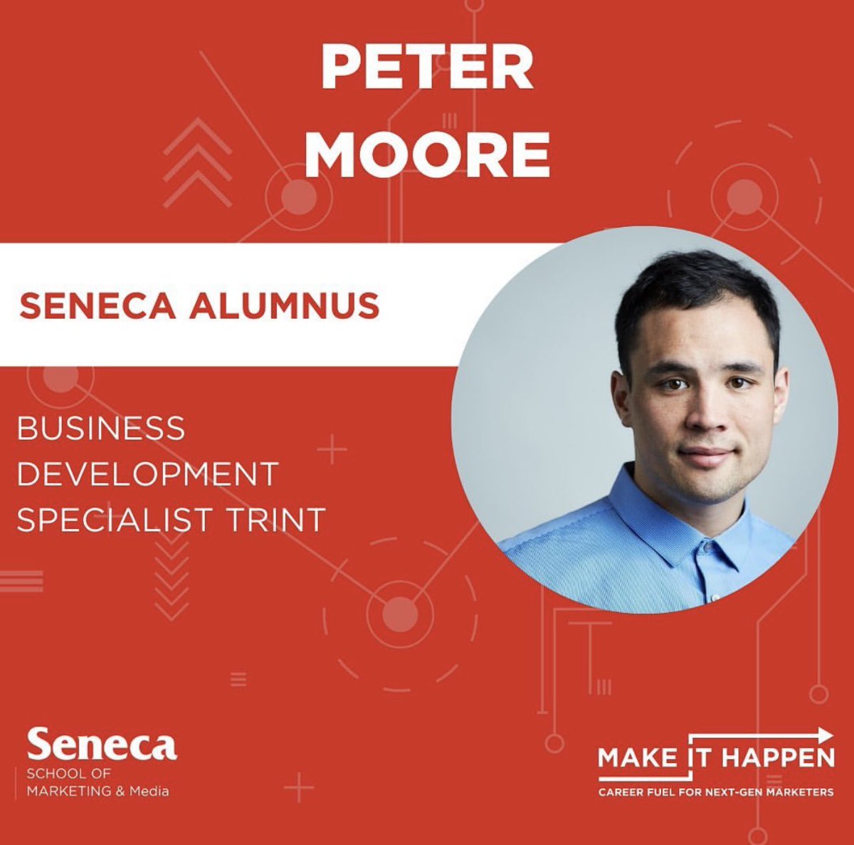 SenecaMakeIt's tweet photo. Let me introduce you to Marketing Alumni this year #SenecaMakeItHappen!

- Andy Ng, our Seneca Alumnus. He is the Creative Director at Cossette
- Daryna Pechenchis works as Social Specialist at Starcom.
- Peter Moore, Business Development Specialist at TRINT https://t.co/TuGIag1Yqj
