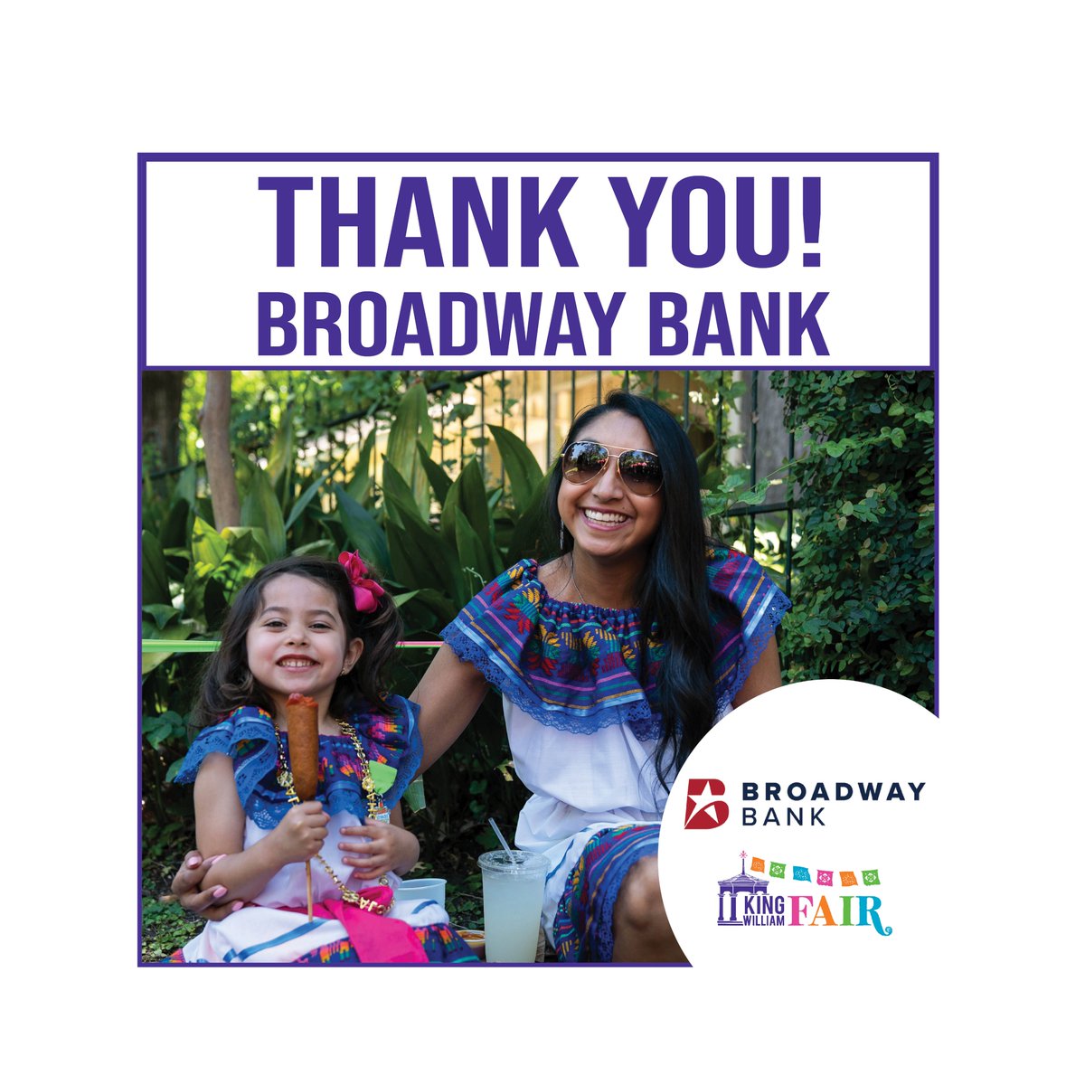 Thanks to Broadway Bank for your support of the King William Fair! <a href="/BroadwayBank/">Broadway Bank</a>  strives to give back to the communities they live and work in, &amp; that's what Fiesta is all about - giving back to the community! Thank you for making a difference in the lives you serve!