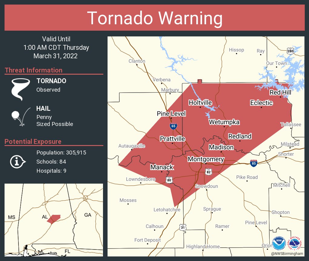 NWS Tornado on Twitter "Tornado Warning continues for Montgomery AL