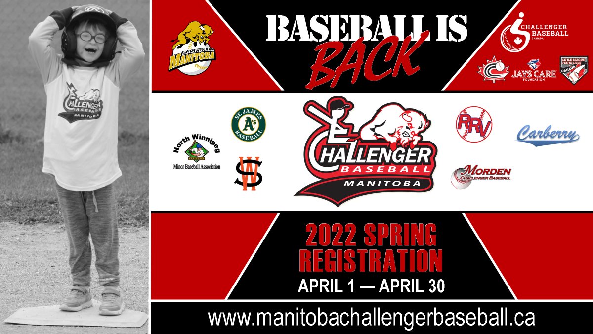 ChallengerMB1's tweet photo. It's what you all have been waiting for!!!  Get ready!!! 

Registration for all Manitoba Challenger Divisions will open on April 1!!!  

We are so excited to see all your smiling faces on the ball diamond again!!! 

https://t.co/ZbP6CpaS9y https://t.co/5nQ9y1Qch5