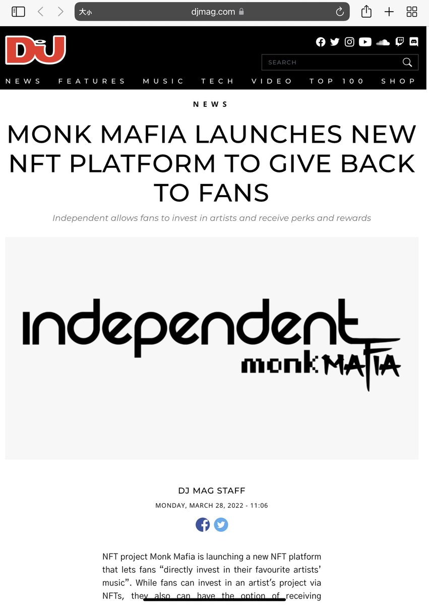 Thanks <a href="/DJmag/">DJ Mag</a> 
for mentioned about how music fans can actually receive royalties from the  #MusicNFTs they invested.

djmag.com/tech/monk-mafi…

#Musicnft #MonkMafiaIndependent
