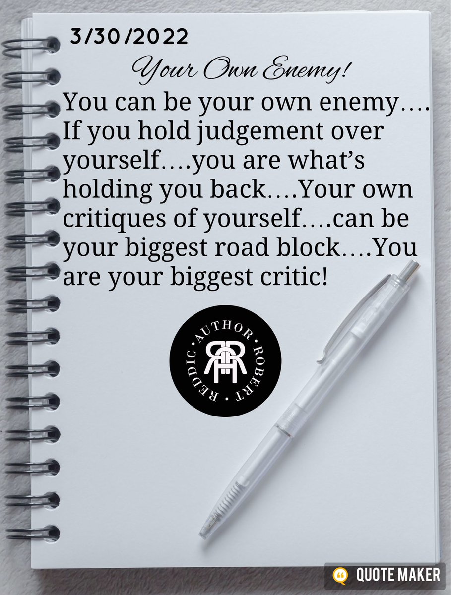 addiction_book's tweet photo. Robert’s Quotes - 3/30/2022
#YourOwnEnemy
You are in your own way!

#You #Are #In #Your #Own #Way #HeartFelt #RobertsQuotes  #QuoteADay #QuoteEveryDay #QuoteOfTheDay #TodaysQuote #WritingCommunity #AmWriting #AuthorRobertReddic https://t.co/ANDhj0ffjb