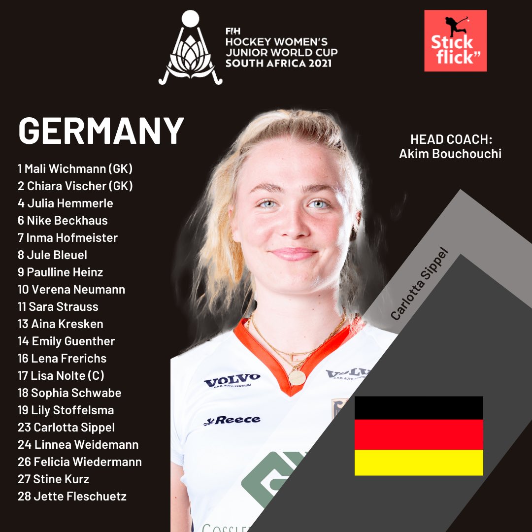 The_StickFlick's tweet photo. GERMANY 🇩🇪
- 9th Junior World Cup appearance
- Placed in Pool D
- 1 time champion ('89) 🥇
- 🥈('05), 🥉 ('93)
Schedule:
2nd April - vs 🇲🇾
3rd April - vs 🇮🇳
5th April - vs 🏴
#Germany #DieDanas #dhfhockey #JWC2022 #FIH #StickFlick #StickFlickHockey https://t.co/aNSsWWKS5A