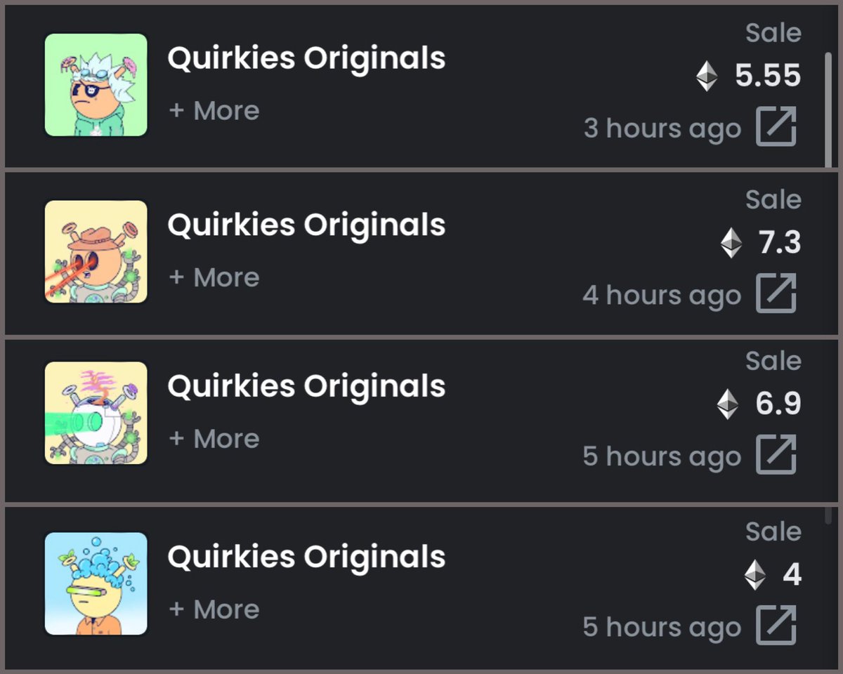 CalmDev7's tweet image. the @quirkiesnft momentum just doesn’t stop! #6ArmQuirkbot &amp;amp; #GreenVision with some big Eth sales overnight (GMT):