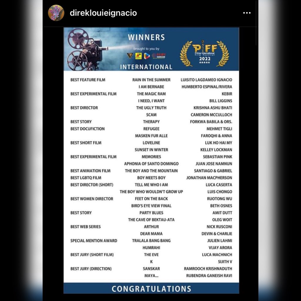 KeRiBellesOFC's tweet photo. Repost from Direk Louie Ignacio:

CONGRATULATIONS to Team #HulingUlanSaTagAraw! ✨👏🏻

🌟 Winner: BEST FEATURE FILM
at the Prime International Film Festival 2022 in Mumbai, India 🌟

We are so proud of you, our RitKen! 🤍

A Rain In The Summer #HUSTA
Ken Chan and Rita Daniela https://t.co/ntCWElVFMi
