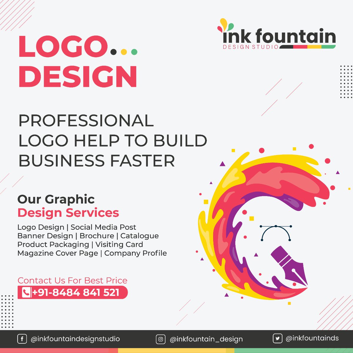 Inkfountainds's tweet photo. Logo Design
.
.
Professional Logo Help To Build Business Faster.
.
.
Contact Us For Best Price 👇
📞Contact us: +91-8484841521

#graphicdesign  #logo #logodesign #design #business 
#DigitalMarketing #work  #socialmediapost https://t.co/STJZiePrM7
