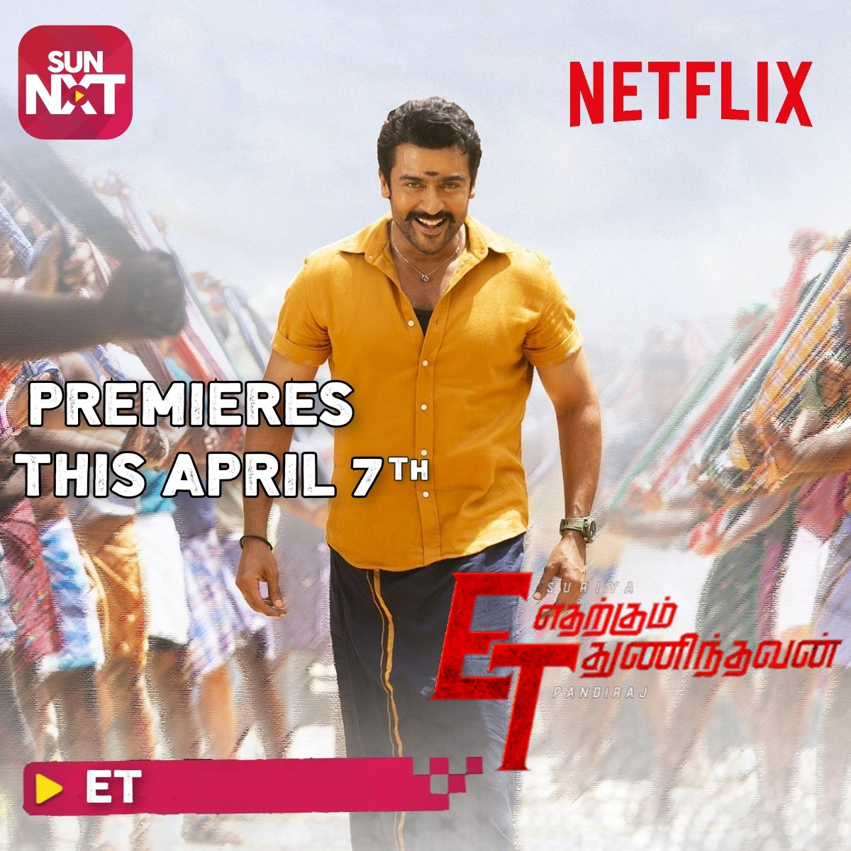 harioffcl65's tweet photo. #etharkkumthunidhavan streaming on April 7th at @sunnxt and @NetflixIndia 

#etblockbustser #Suriya41 https://t.co/I5BDAuGYWO