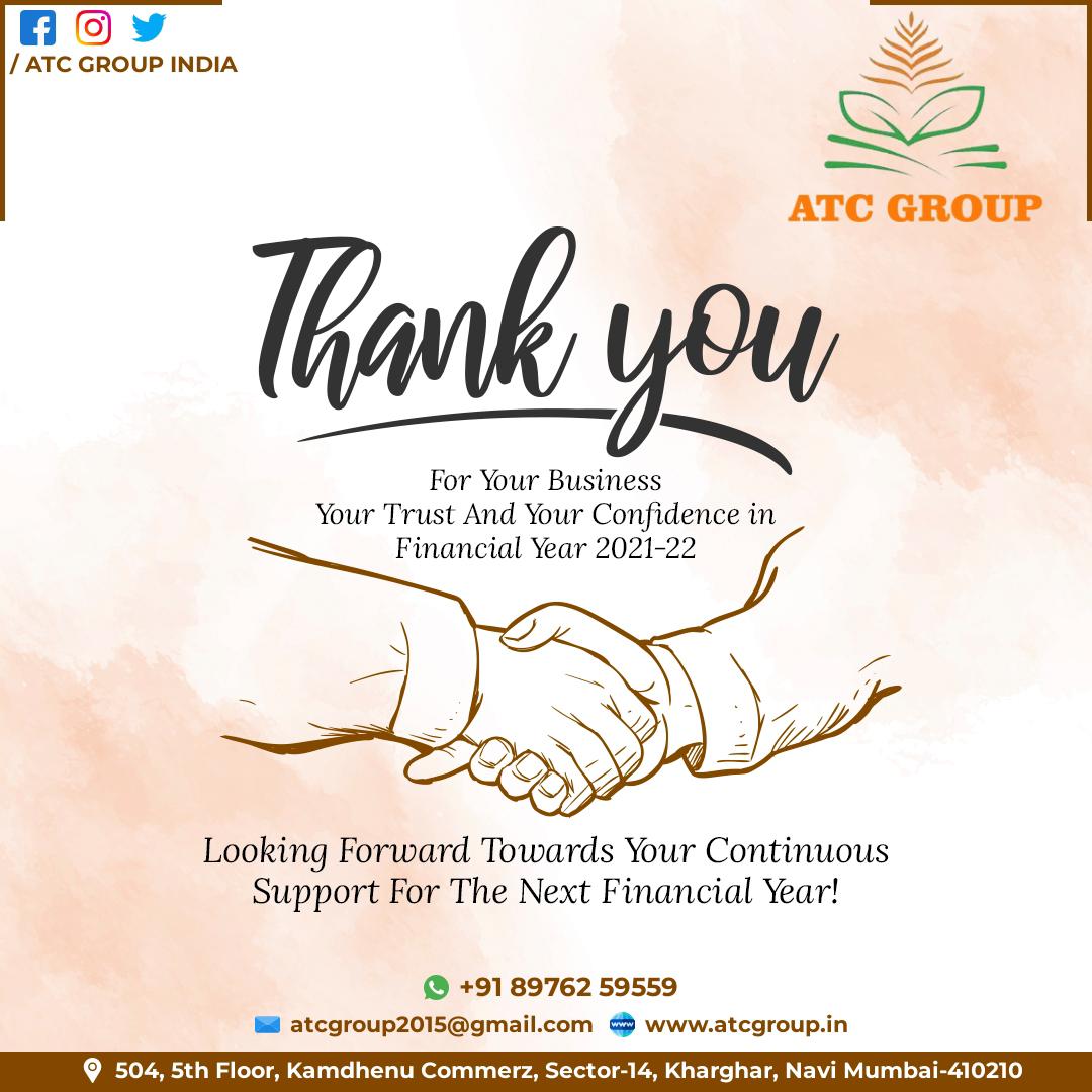 ATCGROUPINDIA1's tweet photo. Thanks for your business,trust and confidence on us in financial year 2021-22 https://t.co/rx6FGF20LS