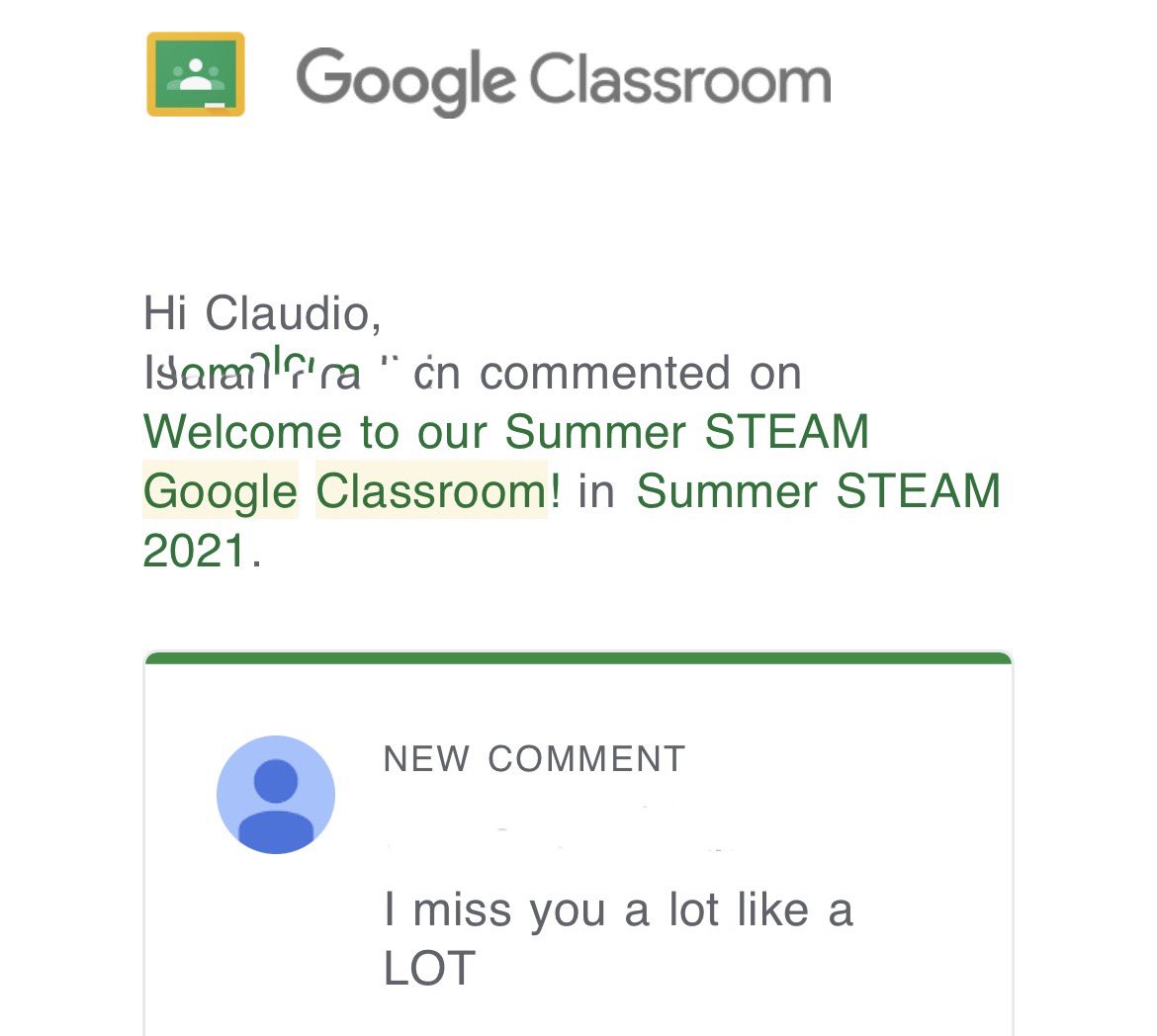 im_claudio_m's tweet image. I’ve been receiving some sweet Google Classroom messages lately from my summer school students at Reagan. I was only there for a few weeks, but they were awesome.
