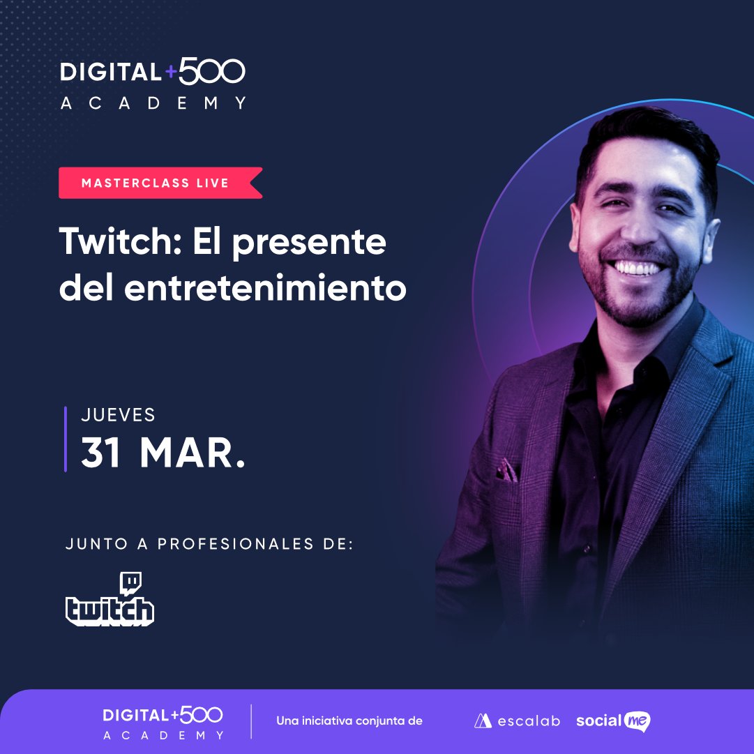 socialmelatam's tweet photo. Asiste a nuestra Masterclass donde conocerás como los creadores de contenido y las marcas han dado un giro inesperado en la plataforma del momento: Twitch
Registrate con el código: socialme
https://t.co/sVwygbwSGa...
🗓 31 de Marzo
⏰ 10hs Mx / 11hs Col / 13hs Argentina/Chile https://t.co/XLXZdEVtAw