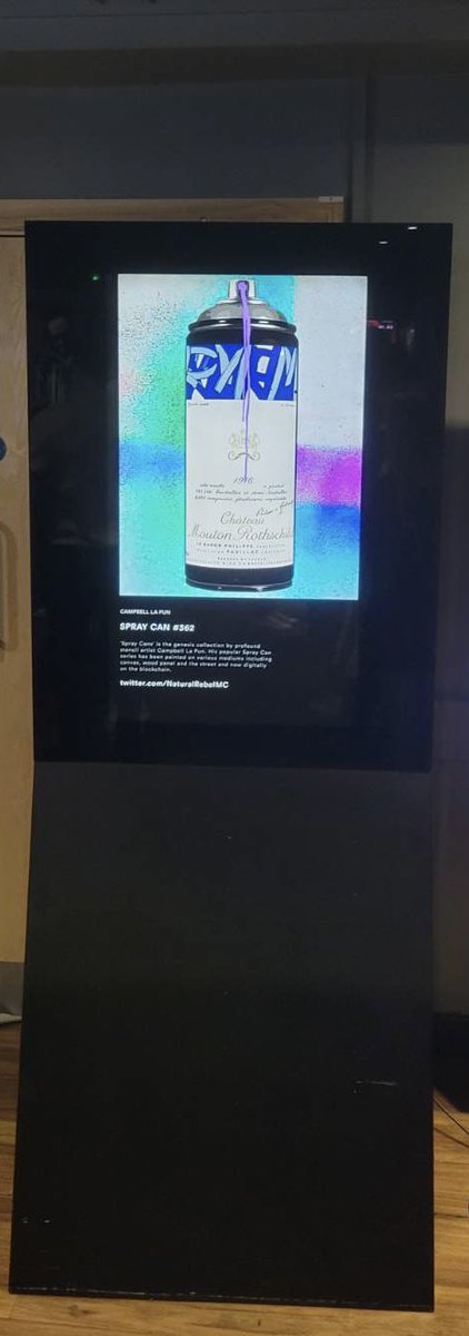NaturalRebelNFT's tweet photo. Just got some pics sent to me of IRL London by @etherealcnft where I am showing @campbelllapun Spray Cans 1976 Rothschild and @CubanToast27 Stay with Me All Night from his Our Love is Eternal collection. Shout out to @Museum_Refined https://t.co/LB9TCGvZp3