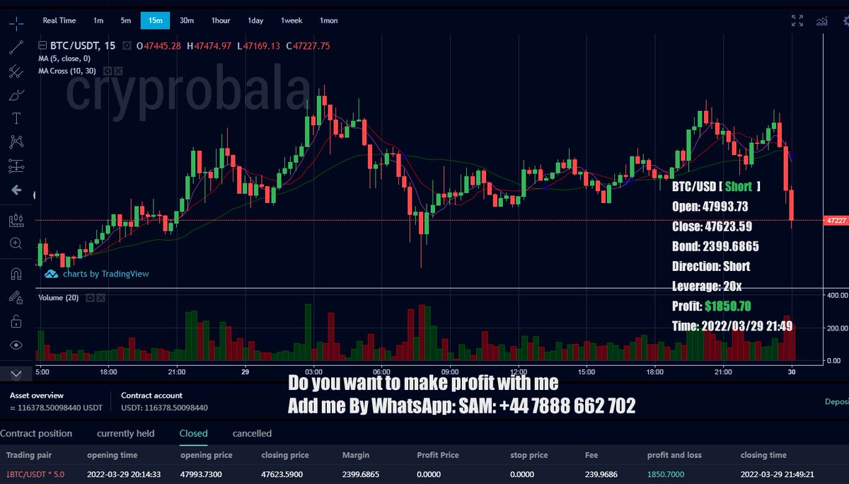 2022/3/30 BTC/USD Profit Case: 🔥🔥🔥$1850.70
#BTC #btcusd
Open: 47993.73
Close: 47623.59
Bond: 2399.6865
Direction: Short
Leverage: 20x
Profit: 🔥🔥🔥$1850.70
Time: 2022/03/29 21:49

POST: cryptobala.com/2022-3-29-btc-…