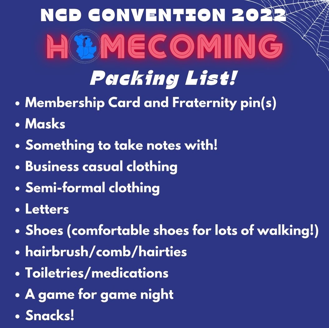 kkpsincd's tweet photo. Need a packing list for NCDCon? Here’s one for you! Swipe to see a breakdown of appropriate outfits for each segment of the Convention, and let us know if you have any questions! We’re so excited to see you!
#kkyncd #tbsncd #kkytbs #ncdcon #kappakappapsi https://t.co/5bxuxtkOLt