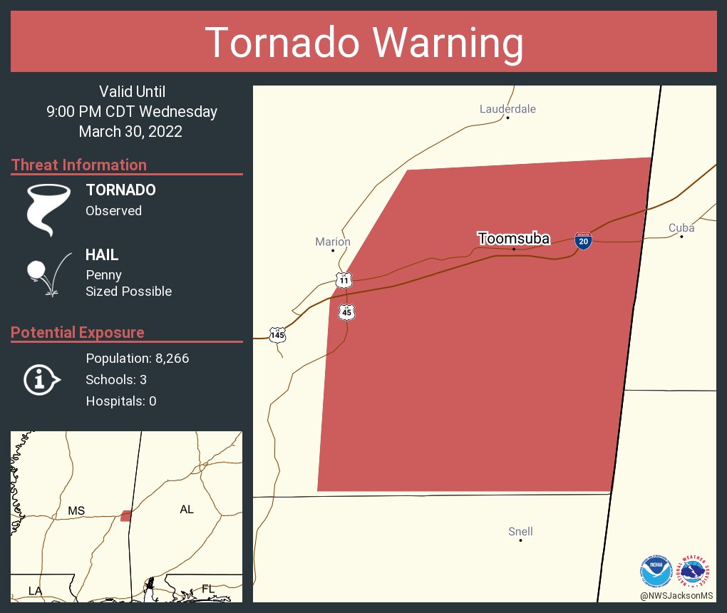 NWStornado's tweet photo. Tornado Warning continues for Toomsuba MS until 9:00 PM CDT https://t.co/bKQRWggm9d