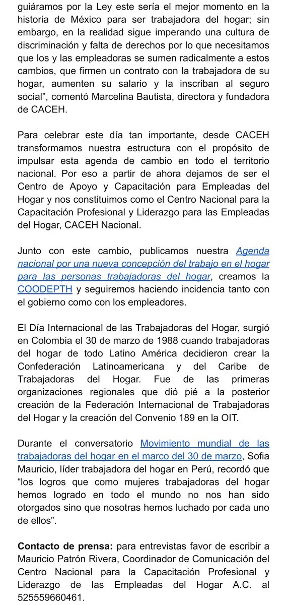CACEHNACIONAL's tweet photo. 🚨 En esta fecha conmemoramos y reivindicamos los derechos humanos laborales de las personas #TrabajadorasDelHogar compuesto en su mayoría por niñas, mujeres indígenas y migrantes.

#30deMarzo #DíaInternacionalTrabajadorasDelHogar #MujeresSostenibles #COODEPTH #GoMujeres2022 https://t.co/L1nrPnDY5x