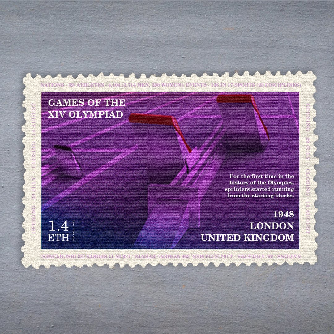Games of the XIV Olympiad NFT postage (#London, #United_Kingdom)
For the first time in the history of the Olympics, sprinters started running from the starting blocks.
#NFT #collection #Sport
opensea.io/collection/nft…