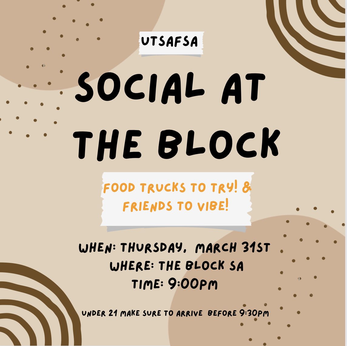 Mabuhay everyone! 
After our 11th General Meeting tomorrow at the business building 2.01.06 at 7:30pm. We have our social event at the block starting at 9:00pm. If your under 21 please arrive before 9:30pm. See y’all there salamat!