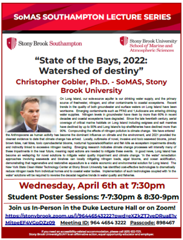 The STATE OF THE BAYS symposium returns next week. While we look forward to seeing everyone live and in person, there is also a Zoom option. Join us!
stonybrook.zoom.us/j/96446543222?…
MitpeEF4VGpDZz09
Meeting ID: 964 4654 3222 Passcode: 898467